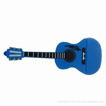 Rubber Guitar USB Flash Drives, 64MB-128GB Capacity